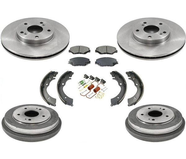 Front Rotors Brake Pads Rear Drums Shoes & Springs for Honda Accord 2.4L 03-07