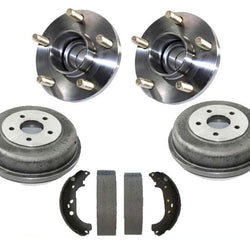 Rear Brake Drums With Hub Bearings Shoes Kit Set Fits 10-13 Ford Transit Connect