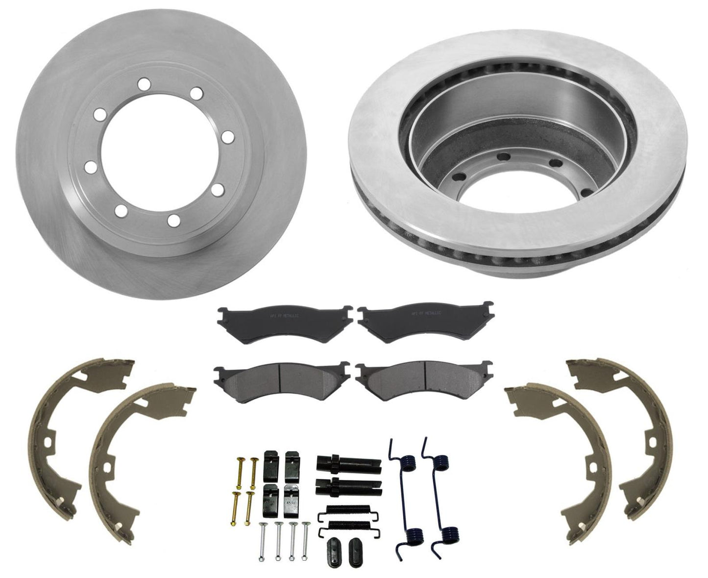 Rear Brake Rotors Pads Parking Shoes For 99-07 Dual Rear Wheel E350 Super Duty