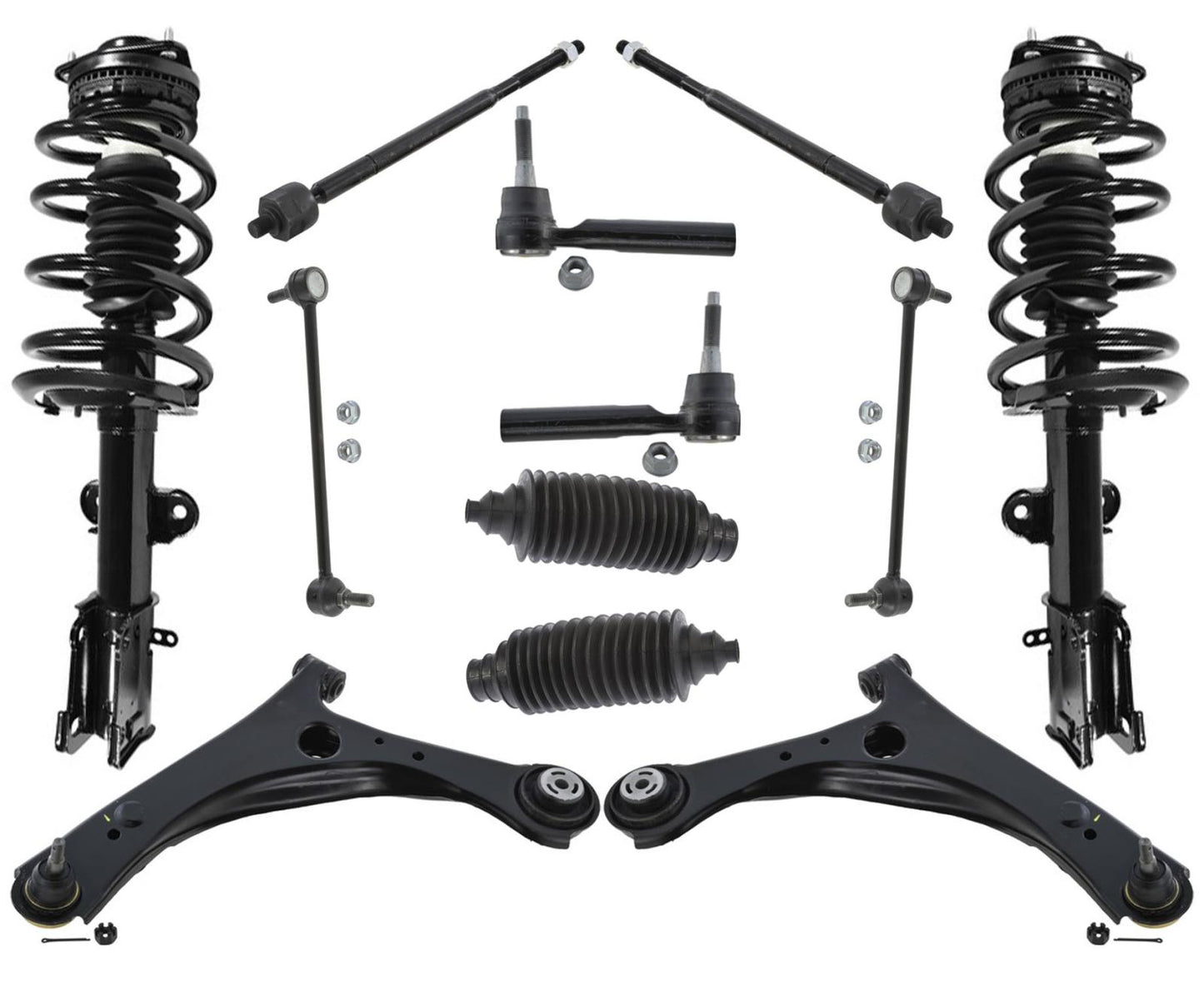 Para Dodge Grand Caravan 08-2010 Kit de chasis de brazos de control inferiores izquierdo y derecho, 12 piezas