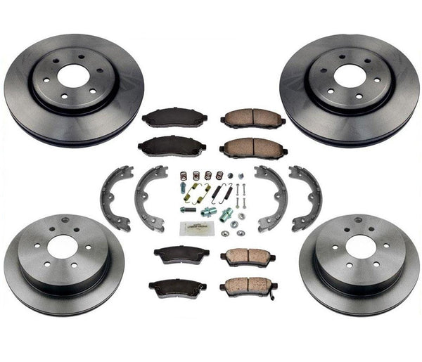 Front Rear Rotors Brake Pads Parking Shoe 8pc for Nissan Pathfinder 4.0L 05-12