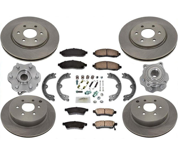 Front Rear Rotors Pads Rear Wheel Hubs for Nissan 05-12 Pathfinder / No Armada