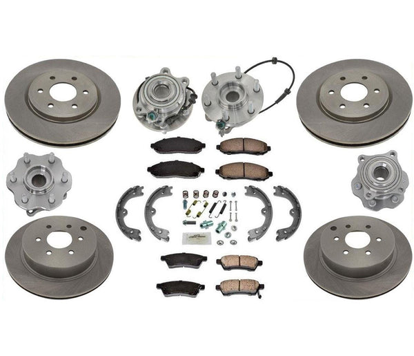 Hub Bearings Rotors Pads 4 Wheel Drive 05-12 for Nissan Pathfinder / No Armada