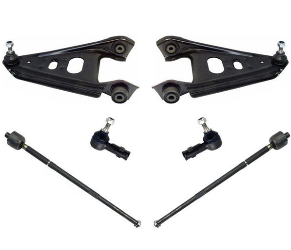 Fits For 08-2013 Smart ForTwo (2) Control Arms Tie Rods Ball Joints 6Pc Kit