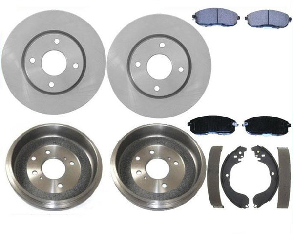 Front Brake Rotors & Pads Rear Brake Drums Shoes Set Kit For 2009-2014 Cube