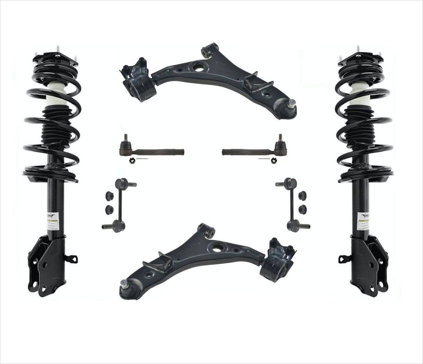 Front Struts Lower Control Arms Tie Rods Links 8 Pcs Kit For 11-14 Ford Edge