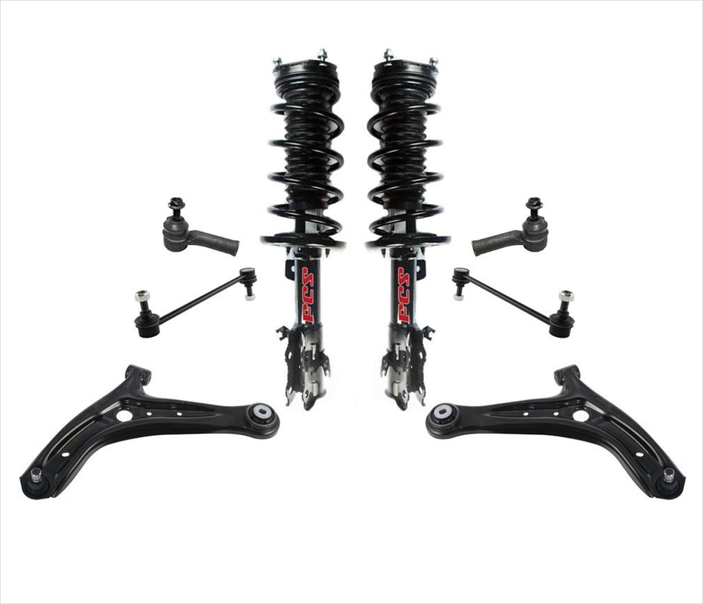 Control Arms Tie Rods Complete Coil Spring Struts For 2011-2015 Ford Fiesta 8pc