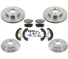 New Rotors Brake Pads Rear Drums Brake Shoes Spring Kit for KIA Rio Rio5 06-11