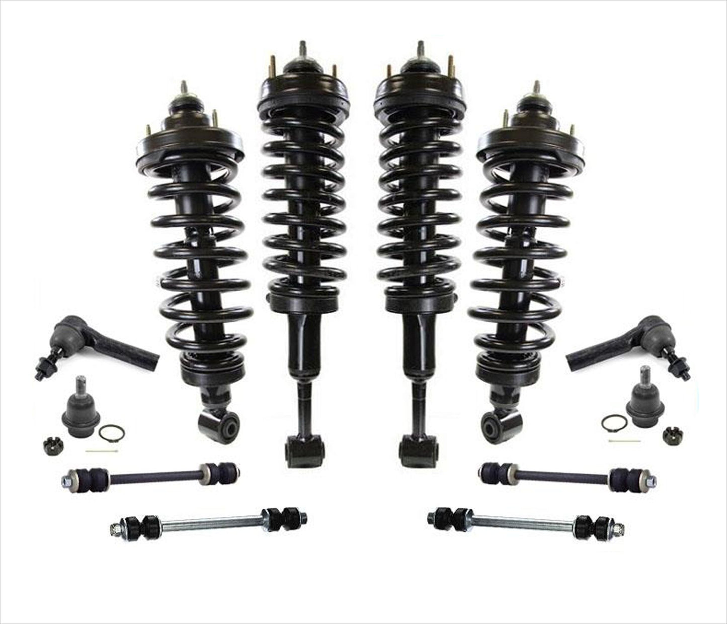 F & R Complete Coil Spring Struts for 4 Wheel Drive 07-10 Ford Sport Trac 12Pc