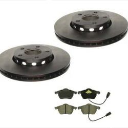 For 2000-2004 Audi A4 & A4 Quatto (2) 288MM Front Brake Rotors & Ceramic Pads