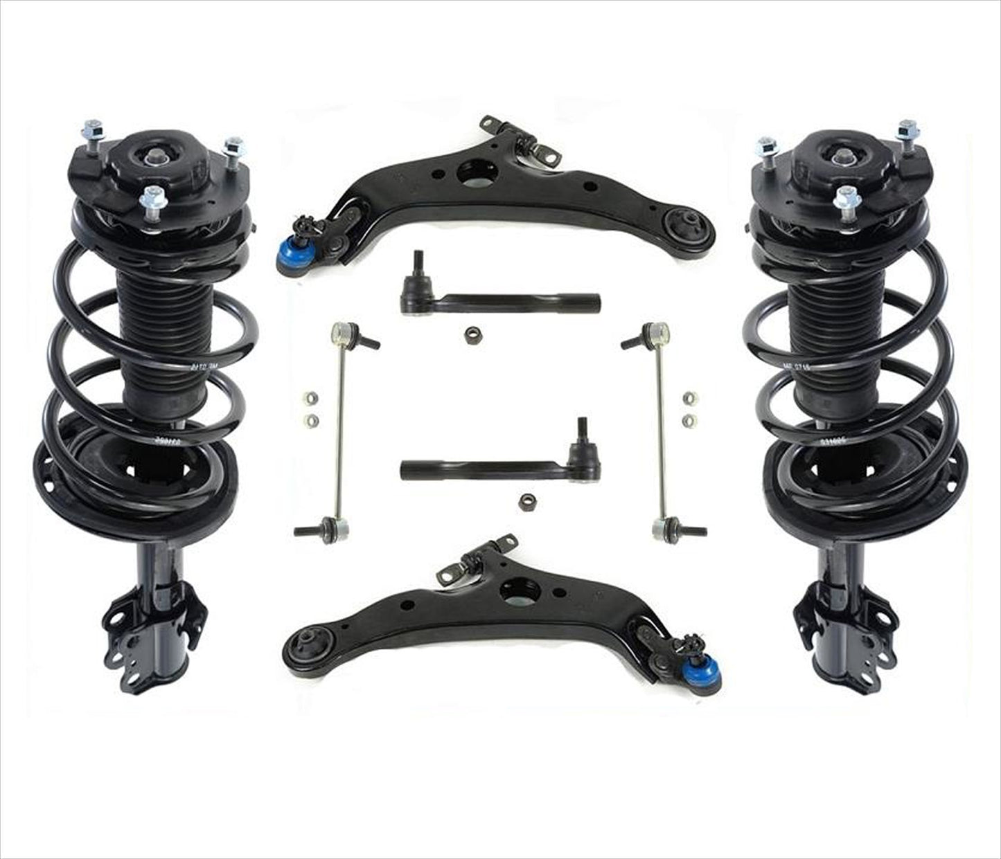 Front Complete Struts Control Arms W/ Bj Tie Rods & Links For Sienna 2007-2010