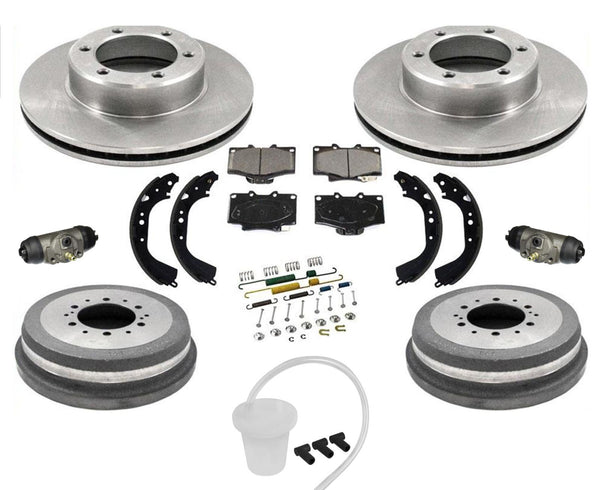 F Rotors Pads Drums Brake Shoes Springs for 93-98 Toyota T100 4 Wheel Drive 10pc