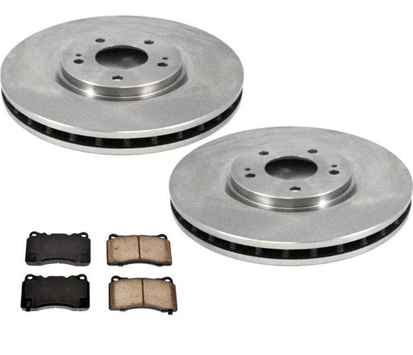 Fits 03-06 Lancer Evolution 2.0L TURBO (2) Front Brake Rotors & Ceramic Pads
