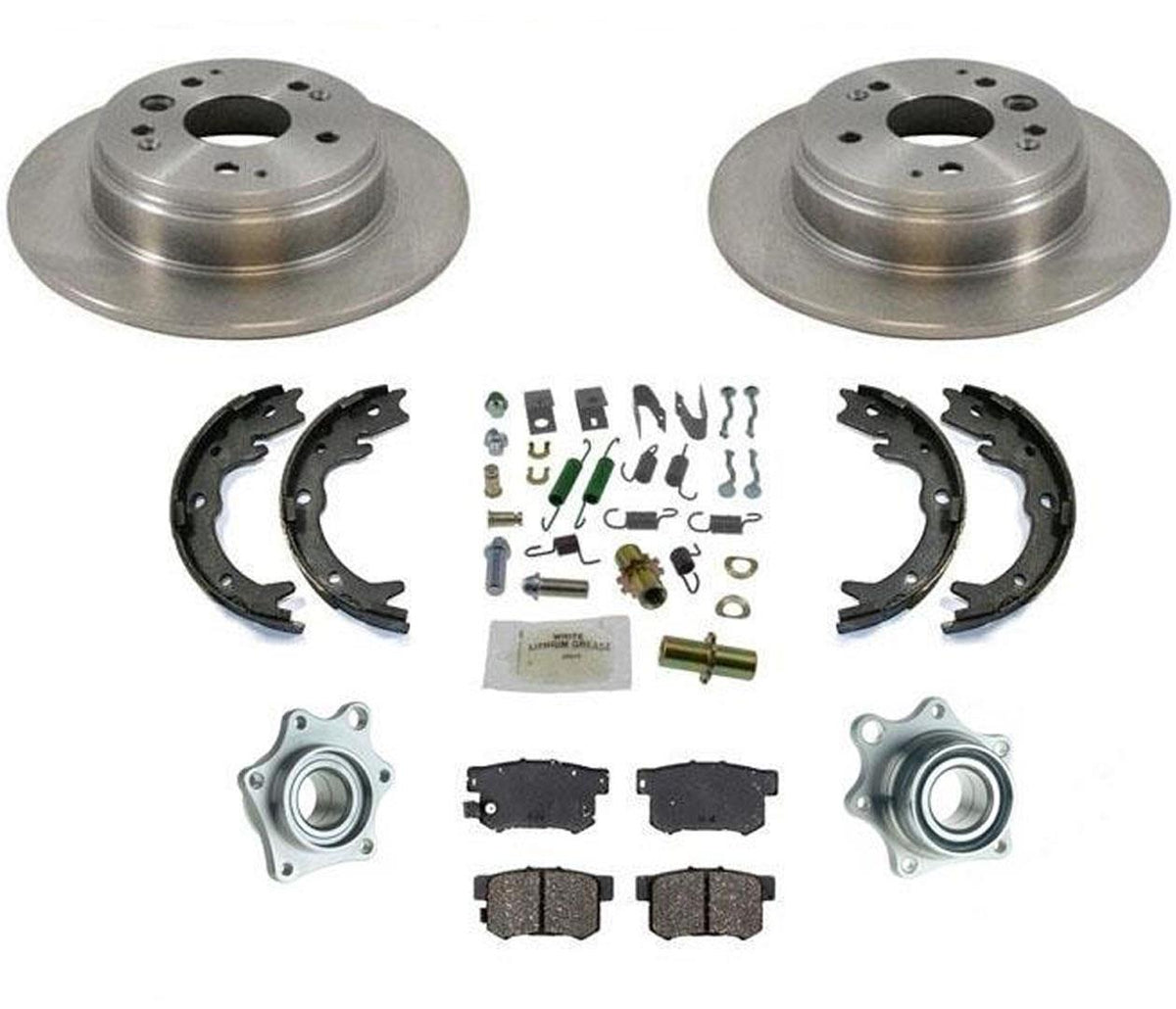 REAR Rotors Pads Shoes Wheel Hub Bearings for Honda Element EX 03-11
