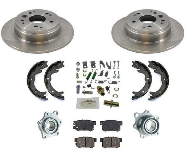 100% New REAR Rotors Pads Shoes Wheel Hub Bearings for Honda Element EX 03-11
