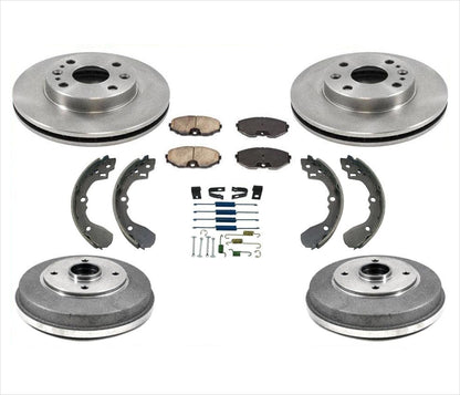 Rotores Pastillas Tambores de Freno Zapatas Resortes No ABS se adapta a Kia Rio 01-02 Sin ABS 7 piezas