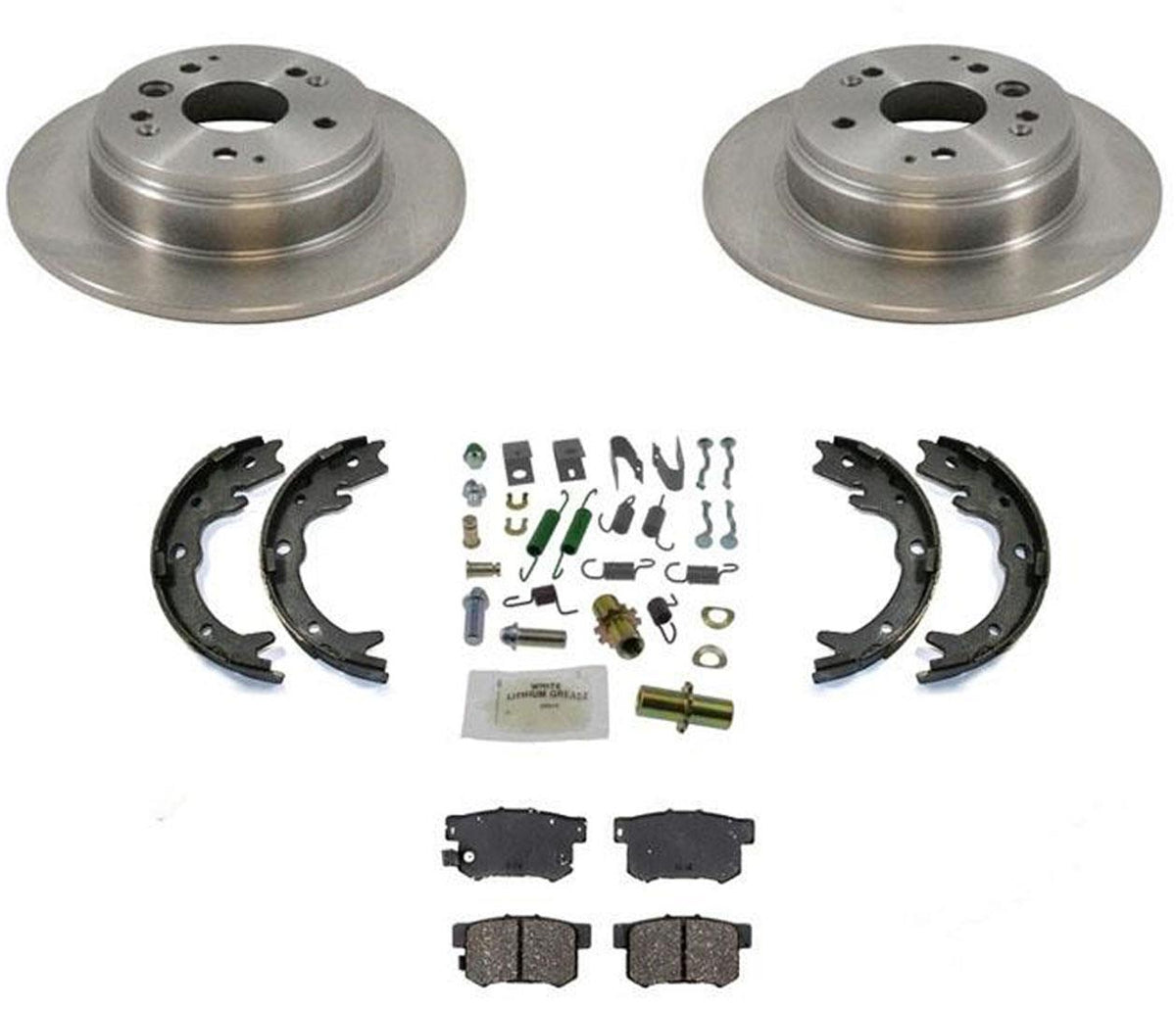 Pastillas de freno de rotores traseros, resortes de zapatos para Acura TL S 04-08 y Honda Element 03-11