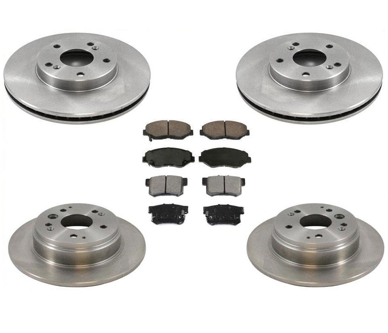 Front Rear Disc Brake Rotors & Ceramic Pads for Honda Element 2003-2011