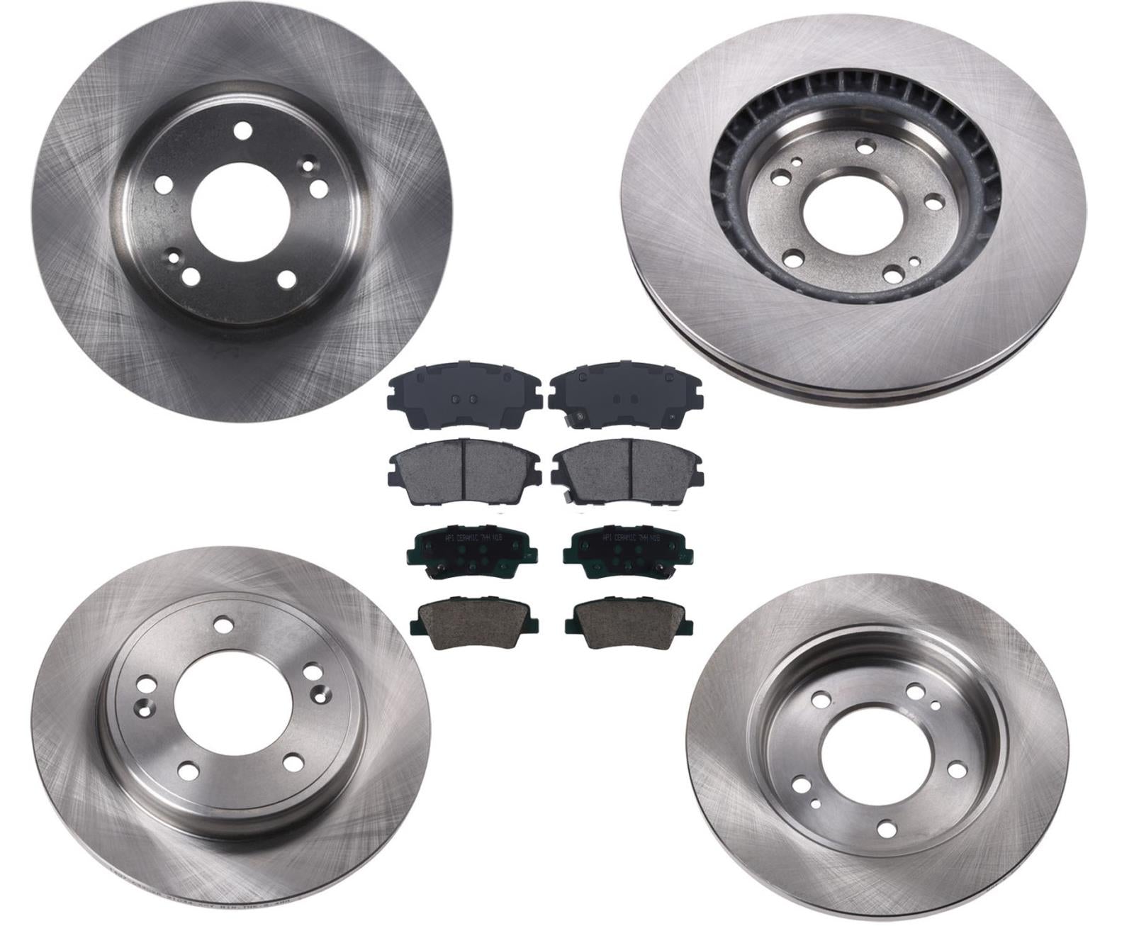 Frt & Rr Disc Brake Rotors Ceramic Pads For 2017-2020 Hyundai Elantra 1.6 Turbo