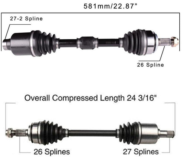 Front Left and Right MANUAL TRANSMISSION Axles for Honda Civic 1.8L 2012-2015