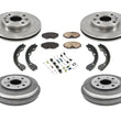 for 93-96 Ford Escort Front Disc Brake Rotors Pads W/ Brake Drums Shoes Springs