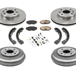 for 93-96 Ford Escort Front Disc Brake Rotors Pads W/ Brake Drums Shoes Springs