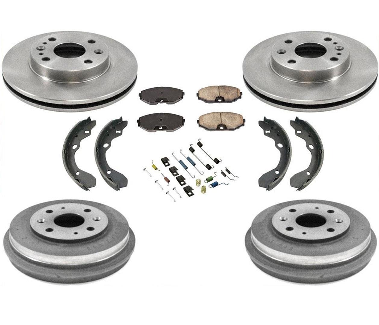 Para Ford Escort 93-96, pastillas de rotores de freno de disco delantero con resortes de zapatas de tambores de freno