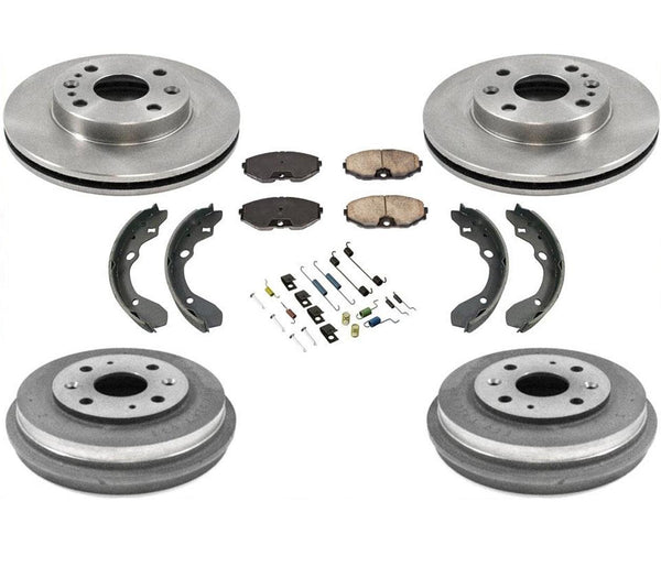 for 93-96 Ford Escort Front Disc Brake Rotors Pads W/ Brake Drums Shoes Springs