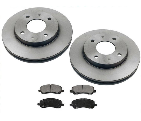 For 2004 Mitsubishi Lancer Sportback 4 Lug Front Brake Rotors & Ceramic Pads