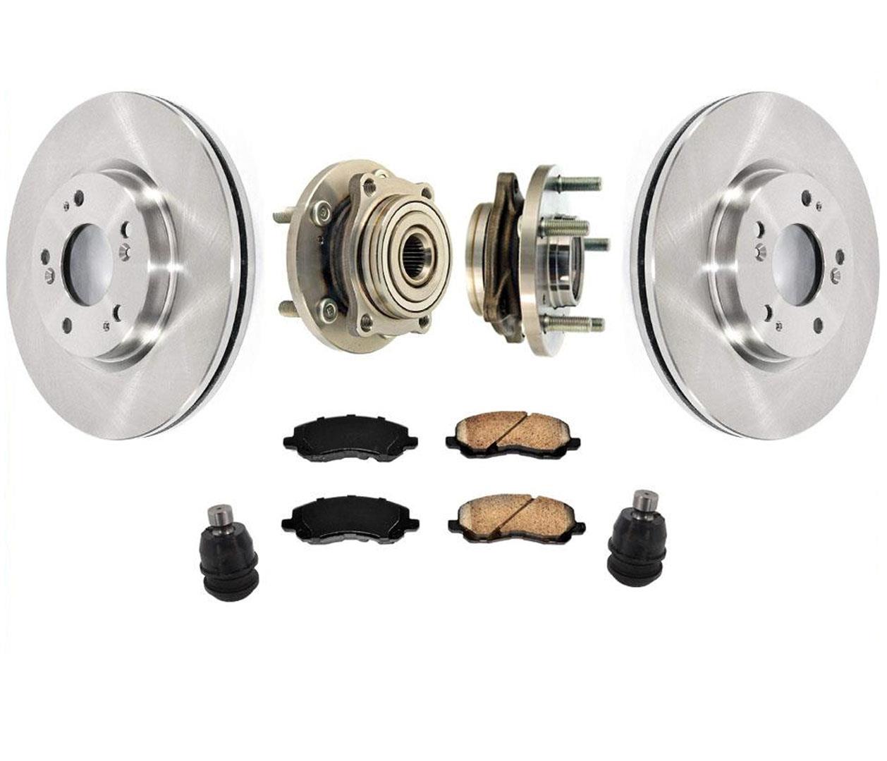 Front Disc Rotors Pads Hub Bearings Ball Joints For 05-08 Eclipse V6 3.8L