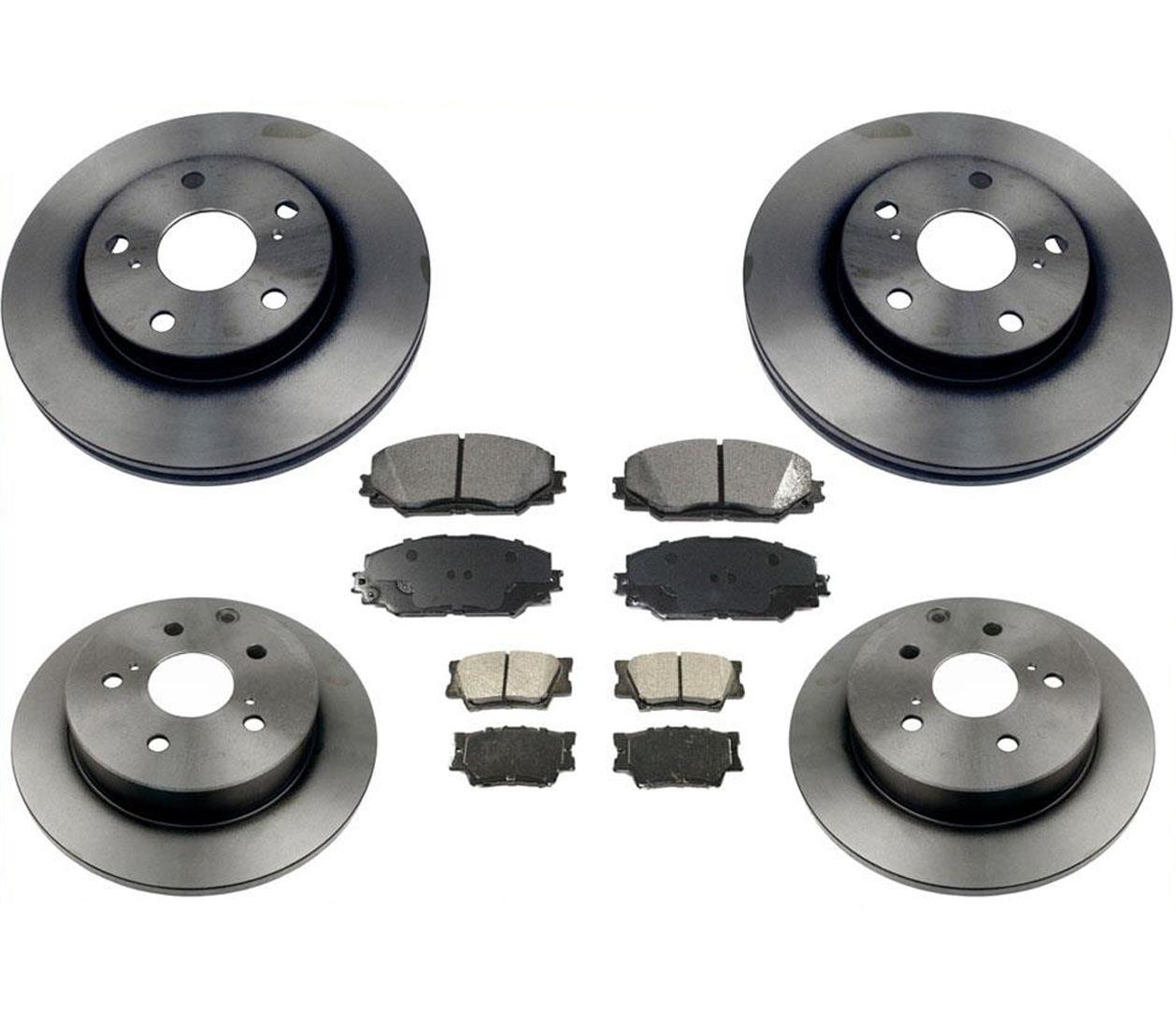 Fits 06-10 Rav 4 F&R Brake Rotors & Ceramic Pads 4 Cly Japan Built W/O 3Rd Row