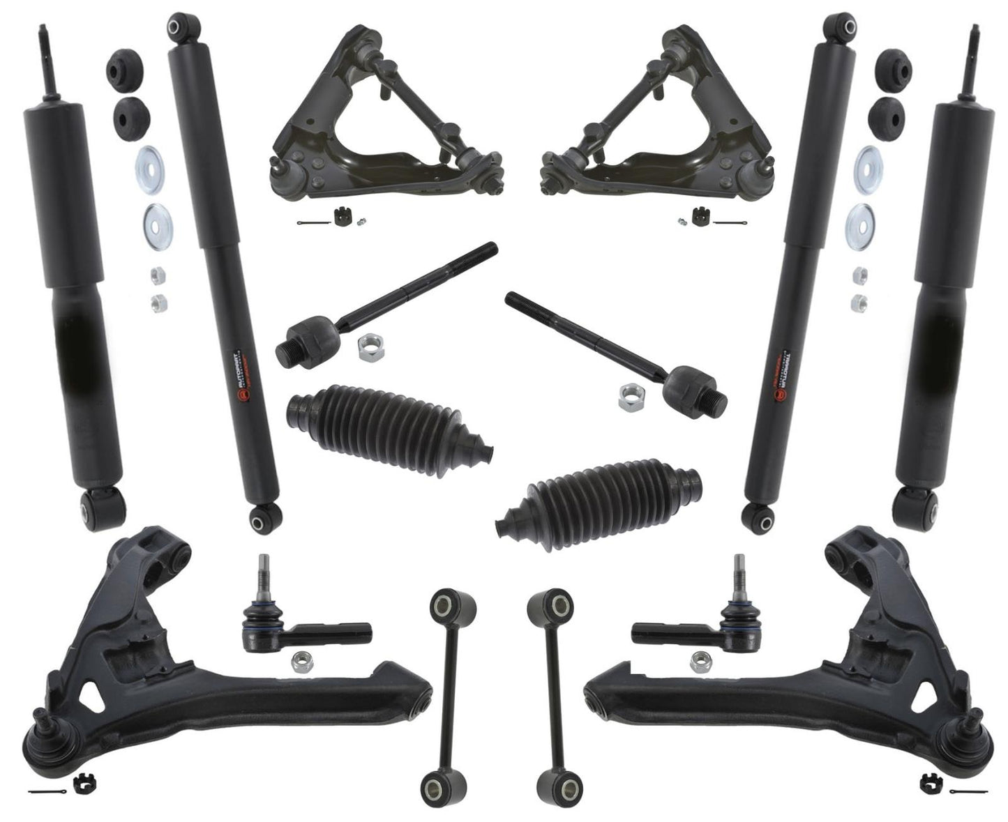 00-04 4 Wheel Drive Dakota Upper / Lower Control Arms Ball Joints Tie Rods 16Pcs