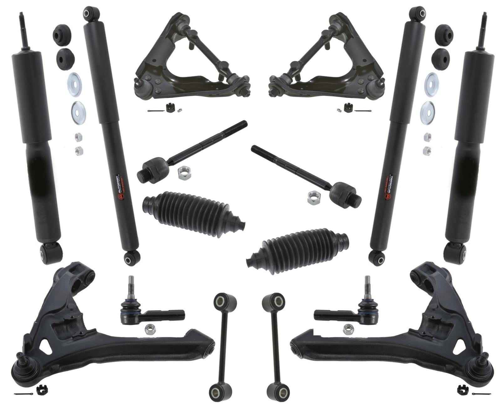 00-04 4 Wheel Drive Dakota Upper / Lower Control Arms Ball Joints Tie Rods 16Pcs