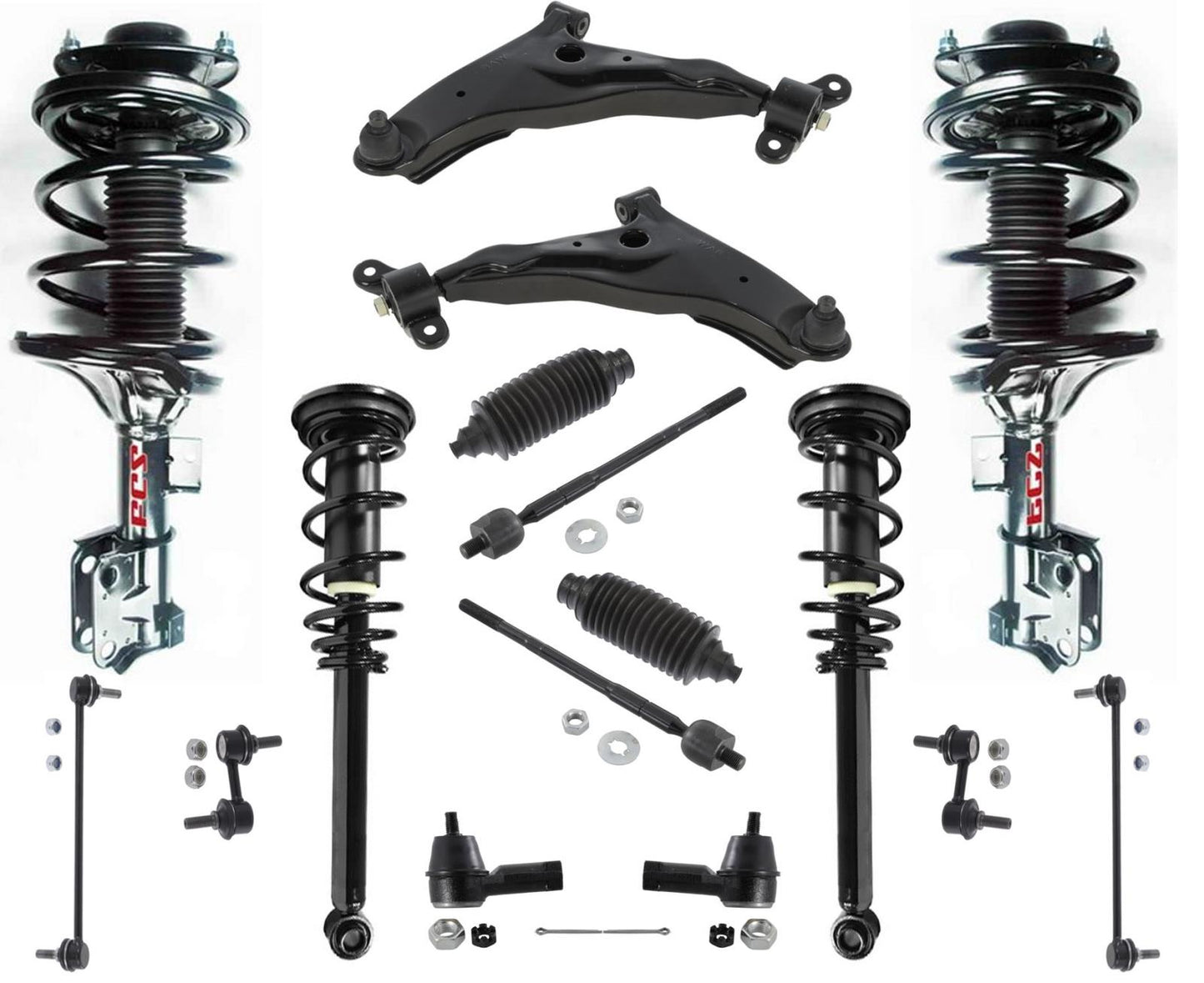 Puntales de resorte de brazos de control para Mitsubishi Eclipse Spyder Convertible 02-05 16 piezas