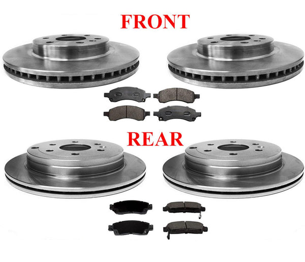 F & R Disc Brake Rotors and F & R Ceramic Brake Pads for 07-16 Acadia Traverse