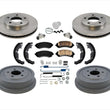 Front Rotors & Pads Rear Drums Shoes for Front Wheel Drive 01-05 Pontiac Aztek