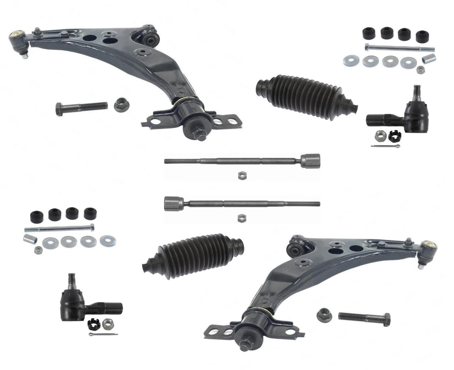 Front Lower Arms Tie Rods Sway Bar Links 10Pc Kit for Ford Escort 1997-2002