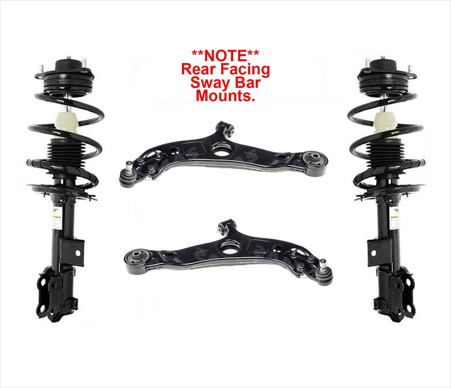 Front Struts & Arms For Hyundai Sonata 2012-2014 W/ Rear Facing Sway Bar Links