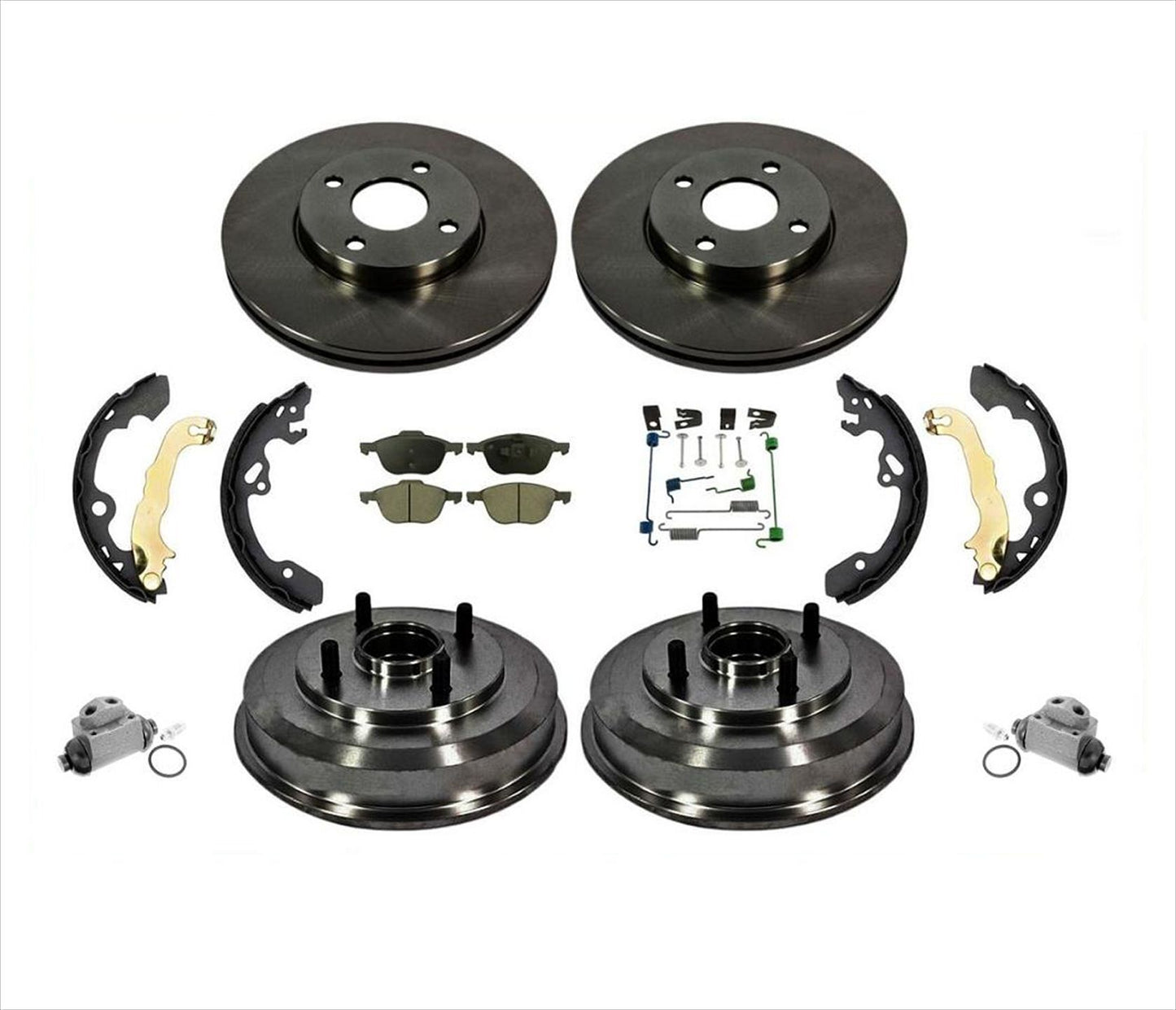 Rotores delanteros, almohadillas de cerámica, tambores traseros, zapatos, cilindros de rueda para Ford Focus 05-07