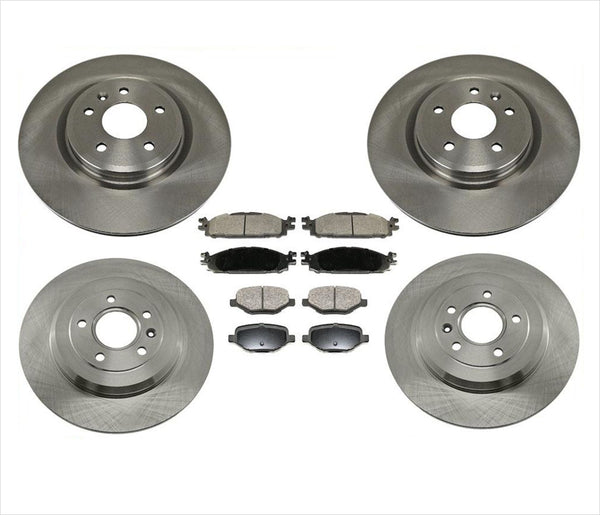 Front & Rear Brake Rotors & Ceramic Brake Pads for 2010-2011 Lincoln MKS & MKT