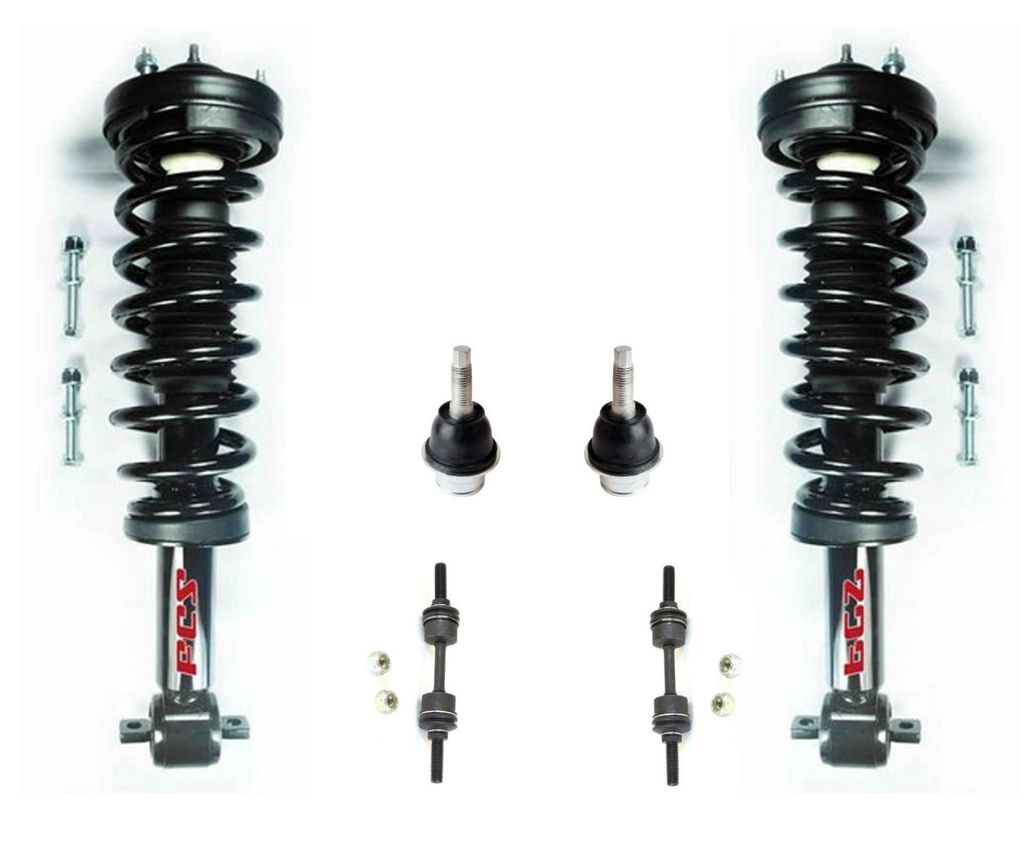 Puntales de resorte helicoidal para tracción trasera solamente 2014 Ford F150 cabina estándar 6 piezas