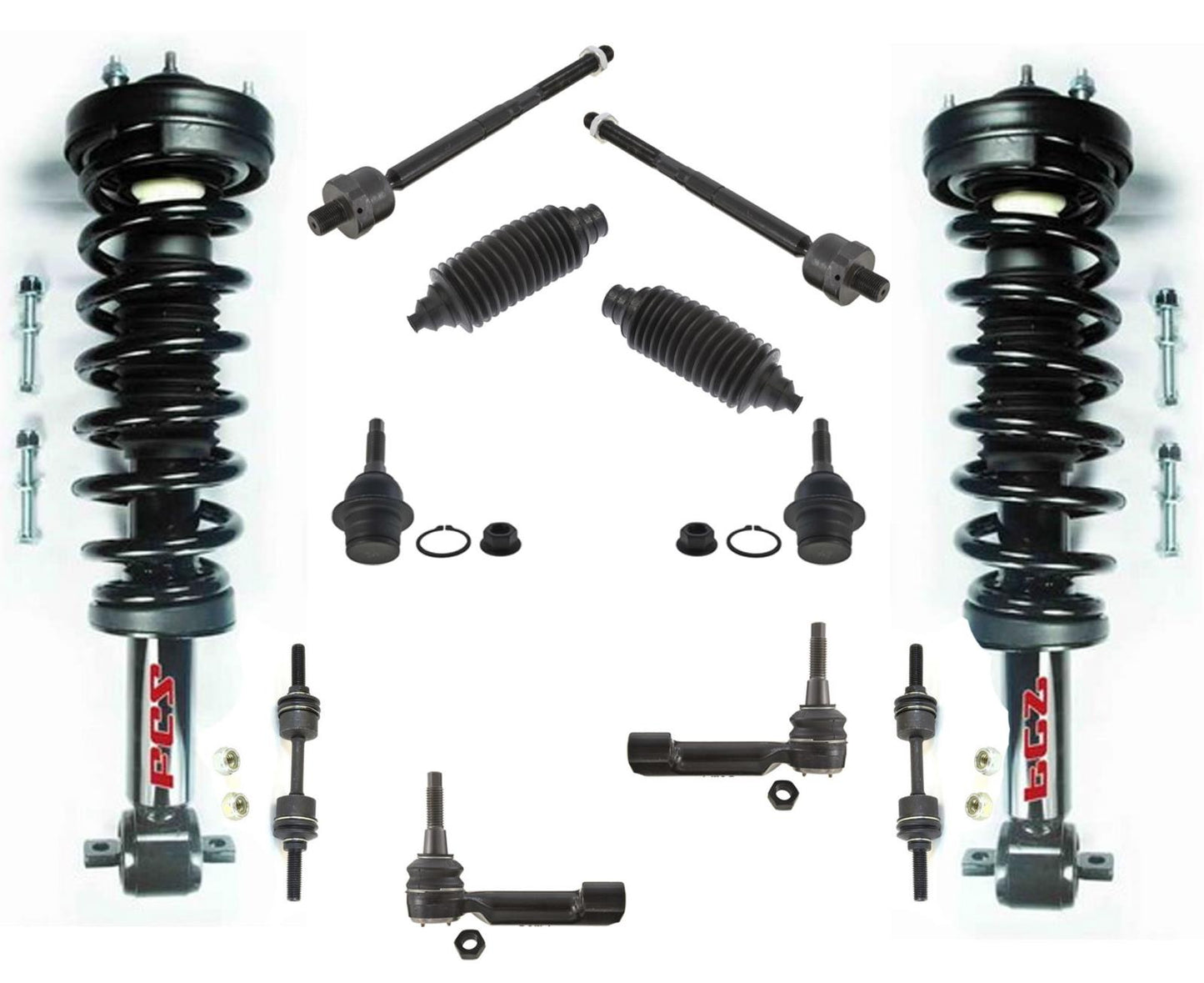 Coil Spring Struts Tie Rods for 2014 Ford F150 Standard Cab Rear Wheel Drive