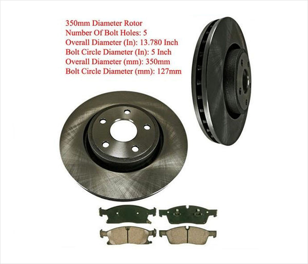 Fits Jeep GRAND CHEROKEE 11-20 Front Disc Brake Rotors and Brake Pads 350MM Only