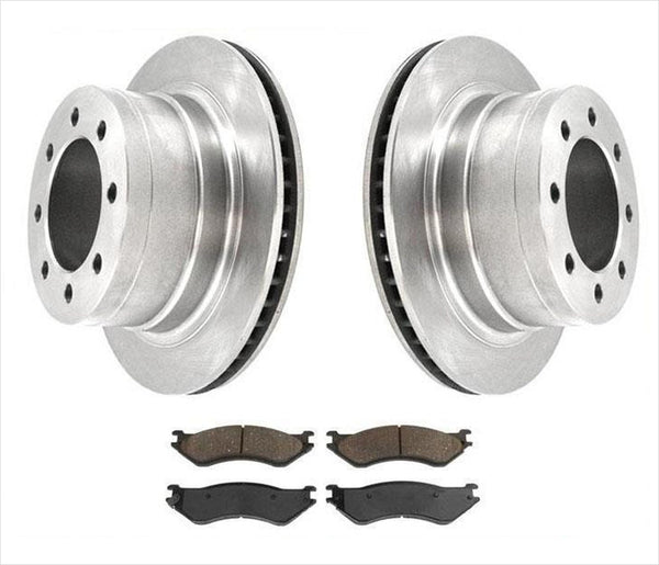 Rotor de freno de disco trasero y pastillas de freno 03-08 Dodge Ram 1500 Extended Mega Cab 8 Stud