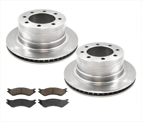 Rotor de freno trasero y pastillas de freno para Dodge Ram 1500 Extended Mega Cab 8 Stud 06-08