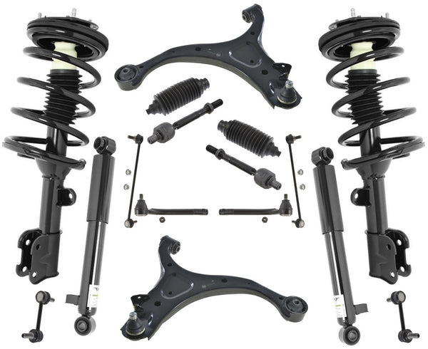 Kit de dirección de suspensión de brazo de control de puntales y amortiguadores delanteros para Santa Fe 07-09, 16 piezas