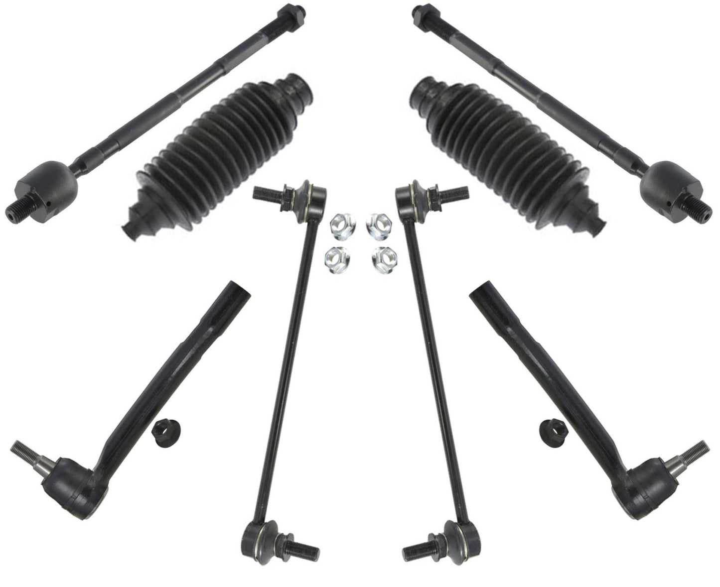 Front Sway Bar Links With Inn & Outer Tie Rods Boots For 09-14 Murano 8pc