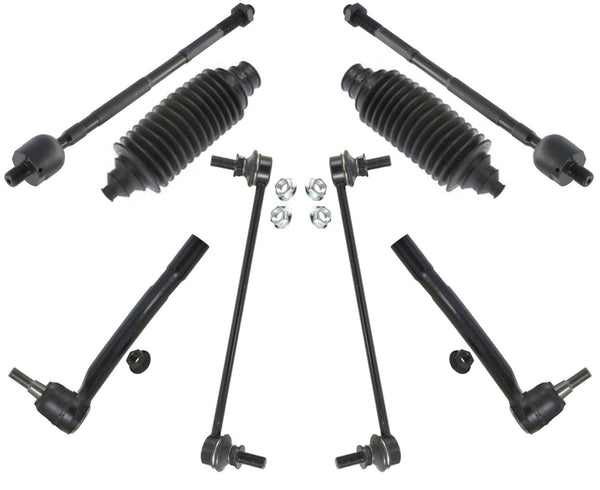 Front Sway Bar Links With Inn & Outer Tie Rods Boots For 09-14 Murano 8pc