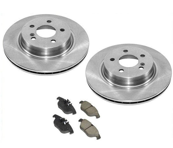 For 12-15 C250 Mercedes With Sport Rear Vented Brake Rotors Ceramic Pads