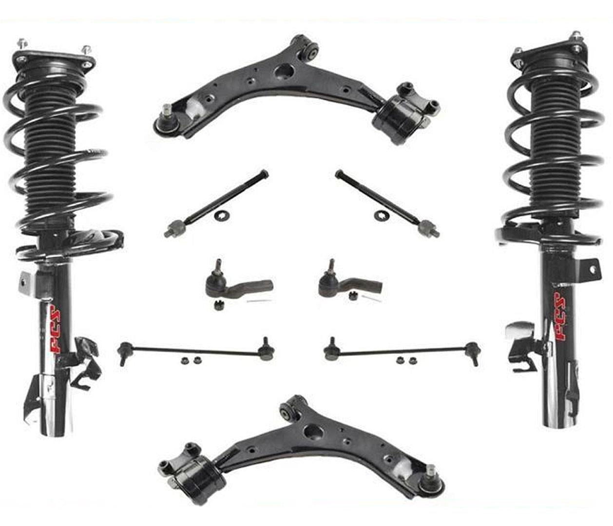Para Mazda 3 2004-2009, puntales de resorte helicoidales no Turbo, brazos de control, varillas de amarre y enlaces